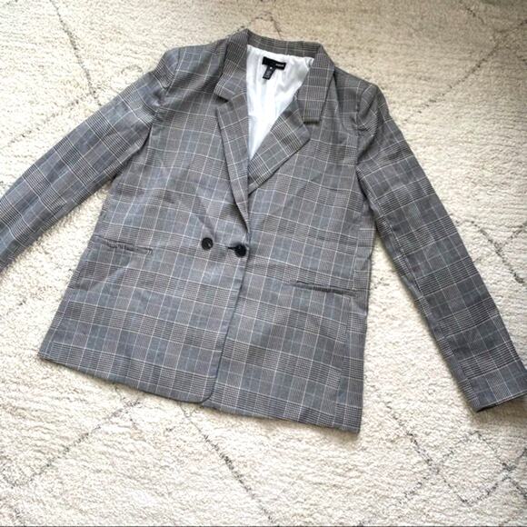 AQUA Grey Oversized Plaid Blazer Size L - Picture 7 of 7